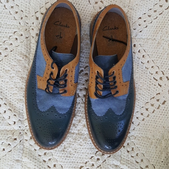 clarks blue brogues